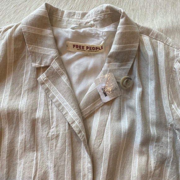 Free People Linen Fern Blazer striped oversized - Picture 7 of 12